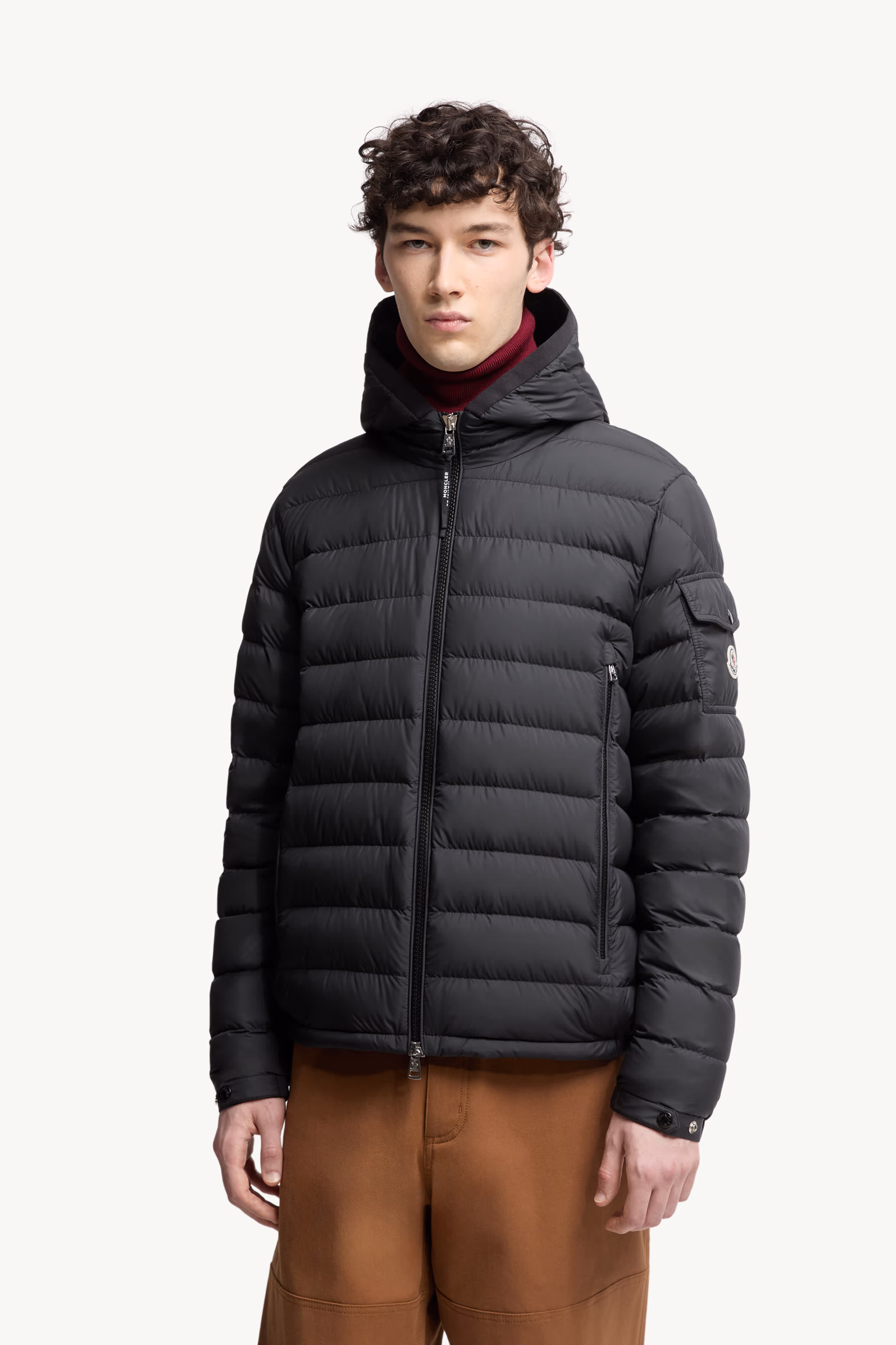 Galion Hooded Short Down Jacket Men Black Moncler 3